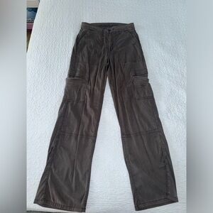 American Eagle Stretch Super High Waisted Baggy Wide Leg Gray Pants Size 2 Long